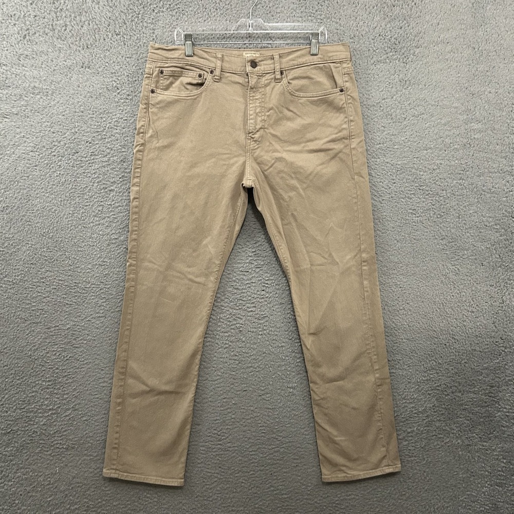 J Crew Jeans Mens 35x32 Beige 770‎ Regular Straight Cotton Stretch Pockets Adult